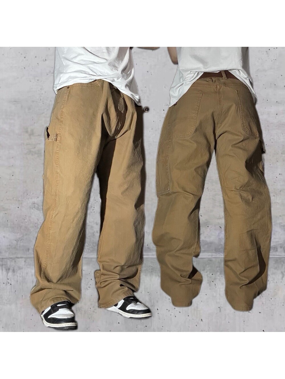 Genuine Dickies Brown Duck Canvas Carpenter Pants Mens 36x30 Workwear Faded